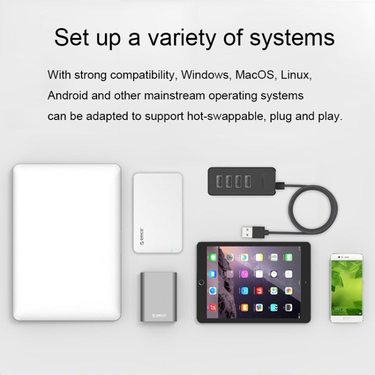 ORICO W5P-U3-30 4-Port USB 3.0 Desktop HUB with 30cm Micro USB Cable Power Supply, W5P-U3-30 Black, W5P-U3-30 White