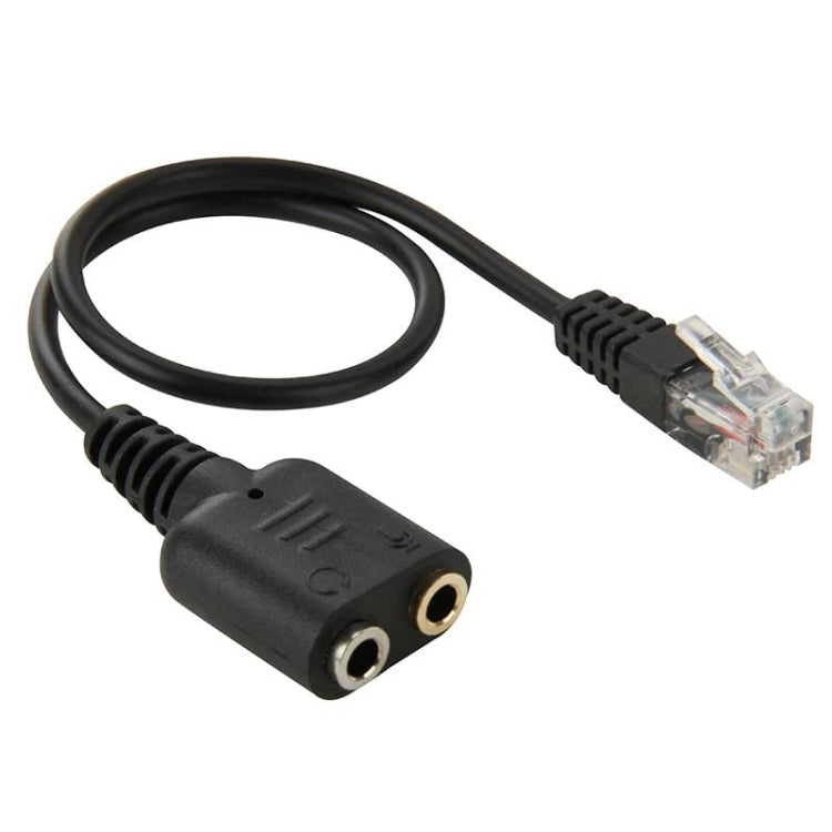 Dual 3.5mm Female to RJ9 PC / Mobile Phones Headset to Office Phone Adapter Convertor Cable, Length: 30cm