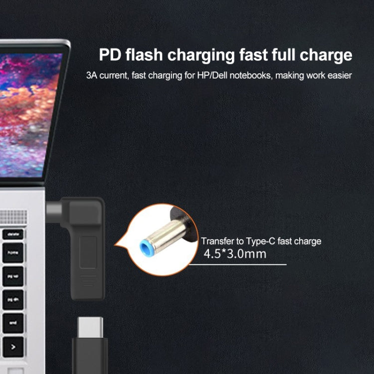 USB-C / Type-C Female to 4.5 x 3.0mm Male Plug Elbow Adapter Connector, 4.5 x 3.0mm Elbow Black, 4.5 x 3.0mm Elbow Blue