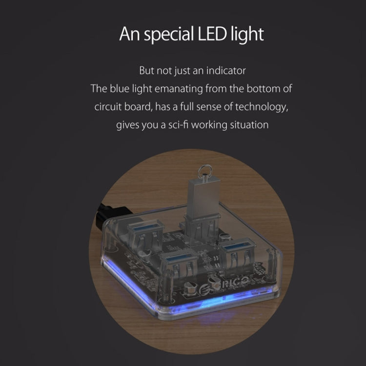 ORICO MH4U-100 USB 3.0 Transparent Desktop HUB with 100cm Micro USB Cable, MH4U-100