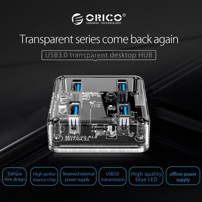 ORICO MH4U-100 USB 3.0 Transparent Desktop HUB with 100cm Micro USB Cable, MH4U-100