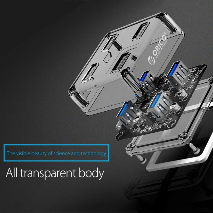 ORICO MH4U-100 USB 3.0 Transparent Desktop HUB with 100cm Micro USB Cable, MH4U-100