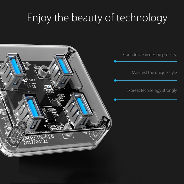 ORICO MH4U-100 USB 3.0 Transparent Desktop HUB with 100cm Micro USB Cable, MH4U-100