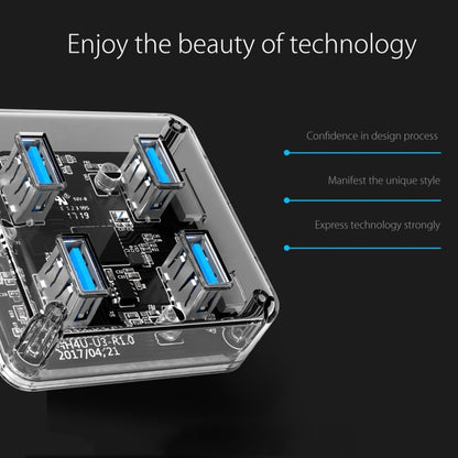 ORICO MH4U-100 USB 3.0 Transparent Desktop HUB with 100cm Micro USB Cable, MH4U-100