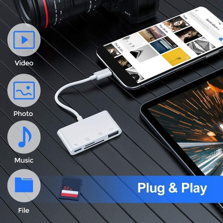 Leitor de câmara NK108LTC 4 em 1 USB-C macho para SD + TF + USB + Tipo-C fêmea, NK108LTC