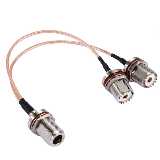20cm N Female with Waterproof Ring to 2 x UHF Female with Waterproof Ring RG316 Cable, 20cm N Female to 2xUHF Female