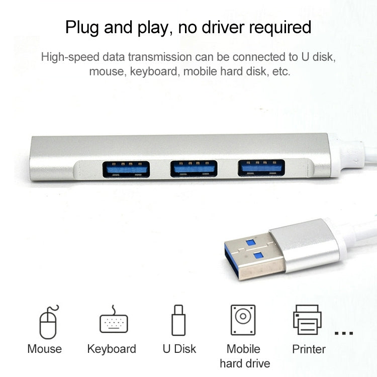 Adaptador HUB de aleación de aluminio A-809 de 4 puertos USB 3.0 a USB 3.0, A-809