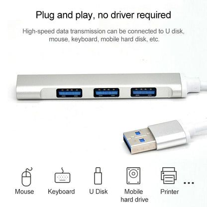 Adaptador HUB de aleación de aluminio A-809 de 4 puertos USB 3.0 a USB 3.0, A-809