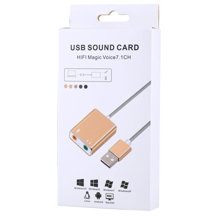 Tarjeta de sonido virtual USB externa de 7.1 canales con carcasa de aleación de aluminio y cable de 13 cm para PC y portátil, USB
