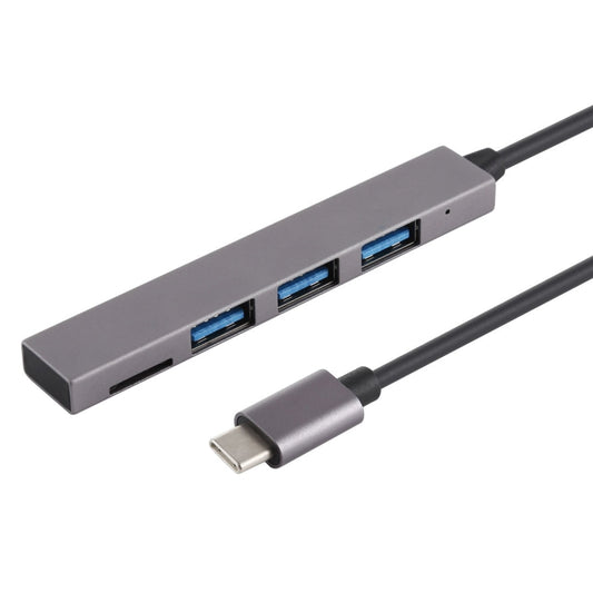 Leitor de cartões TF T-809B + conversor de hub USB-C/Tipo-C com 3 portas USB 3.0, comprimento do cabo: 13 cm