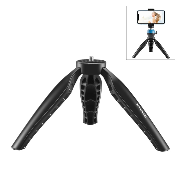 Suporte de tripé de mesa PULUZ Mini Simples em ABS com parafuso de 1/4 de polegada para câmaras DSLR e digitais, altura de trabalho: 9 cm, tripé em ABS