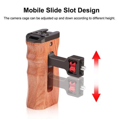 PULUZ 1/4 inch Screw Universal Camera Wooden Side Handle with Cold Shoe Mount for Camera Cage Stabilizer, 1/4 inch Screw(Black), 1/4 inch Screw(Bronze)