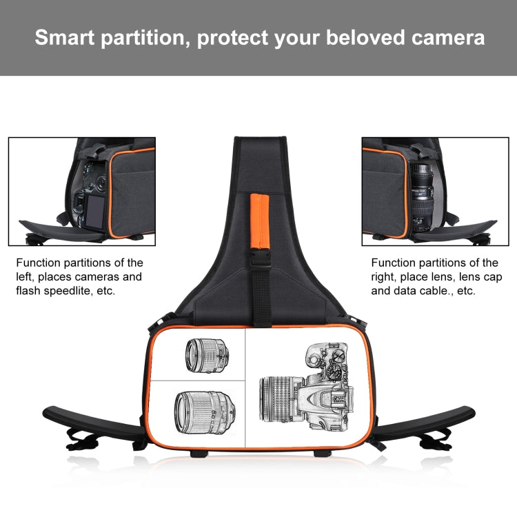 Mochila triangular PULUZ para cámara réflex, impermeable, bandolera con compartimento para lentes extraíble (negro)