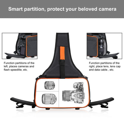 Mochila triangular PULUZ para cámara réflex, impermeable, bandolera con compartimento para lentes extraíble (negro)