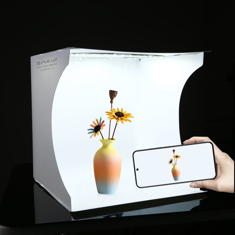 PULUZ 30cm Folding Portable Ring Light Board Photo Lighting Studio Shooting Tent Box Kit with 6 Colors Backdrops (Black, White, Yellow, Red, Green, Blue), Unfold Size: 31cm x 31cm x 32cm, 30cm Box(RU), 30cm Box