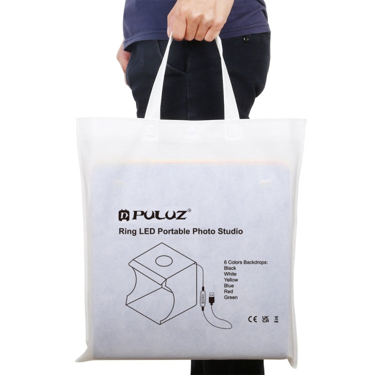 PULUZ 30cm Folding Portable Ring Light Board Photo Lighting Studio Shooting Tent Box Kit with 6 Colors Backdrops (Black, White, Yellow, Red, Green, Blue), Unfold Size: 31cm x 31cm x 32cm, 30cm Box(RU), 30cm Box