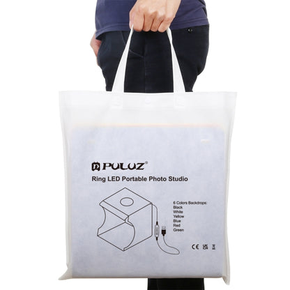 PULUZ 30cm Folding Portable Ring Light Board Photo Lighting Studio Shooting Tent Box Kit with 6 Colors Backdrops (Black, White, Yellow, Red, Green, Blue), Unfold Size: 31cm x 31cm x 32cm, 30cm Box(RU), 30cm Box