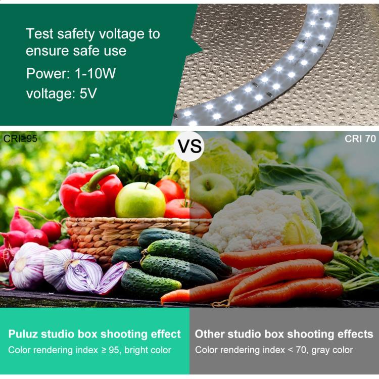 PULUZ 30cm Folding Ring Light Photo Lighting Studio Shooting Tent Box Kit with 6 Colors Black / White / Orange / Red / Green / Blue Backdrops, 30cm Box Black, 30cm Box Black RU, 30cm Box Green RU, 30cm Box Green