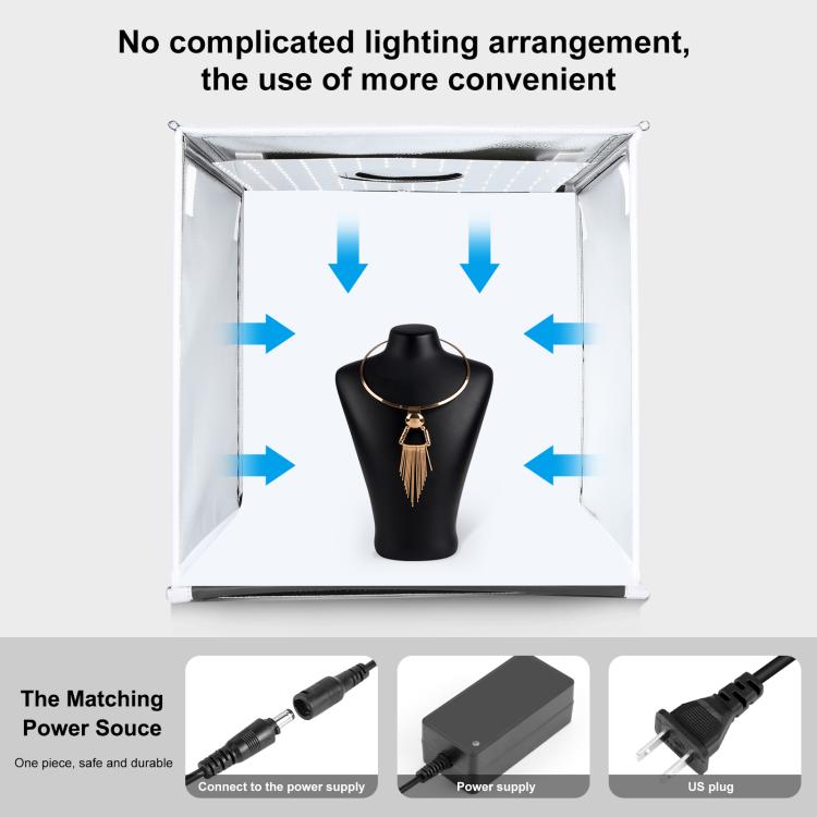 PULUZ 40cm Folding Portable White Light Dimmable Photo Lighting Studio Shooting Tent Box Kit with 6 Colors (Black, Orange, White, Red, Green, Blue) Backdrops, 40cm Box(US), 40cm Box(UK), 40cm Box(EU), 40cm Box(AU)