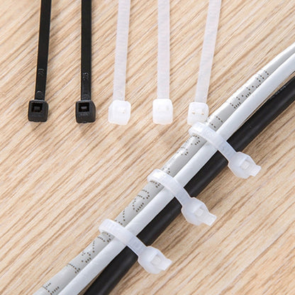 500 PCS 3 x 150mm Self-Locking Nylon Cable Wire Zip Ties, 3mm x 150mm Black, 3mm x 150mm White