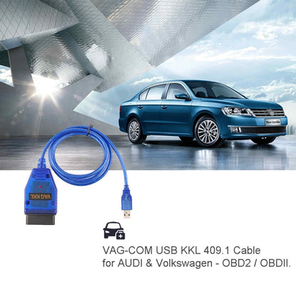 Cabo USB KKL VAG-COM para scanner automóvel, compatível com VW/Audi 409.1, KKL VAG-COM