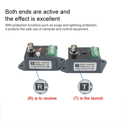 Active CCTV UTP Twisted Pair Video Balun Transmitter and Receiver, 351TR