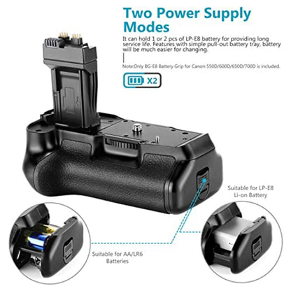 Battery Grip for Canon EOS 550D with Two Battery Holder, For Canon EOS 550D