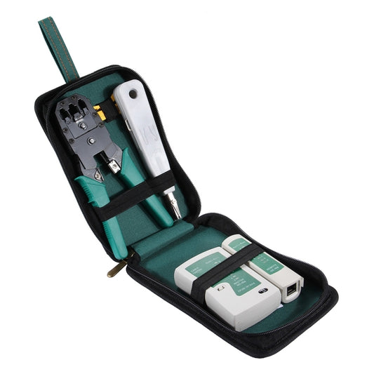 5 in 1 RJ45 Crimping Crimper Stripper Punch Down RJ11 Cat5 Cat6 Wire Line Detector Ethernet Network Cable Tester Tools Kits, 5 in 1