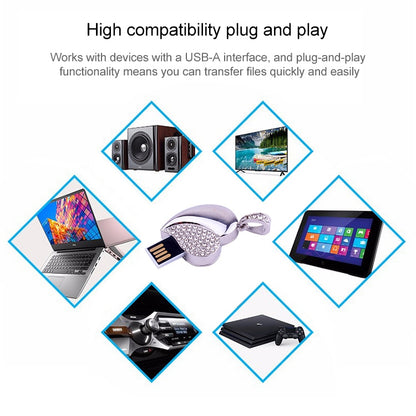 Silver Heart Shaped Diamond Jewelry USB Flash Disk, Special for Valentines Day Gifts , 2GB, 4GB, 8GB, 16GB, 32GB