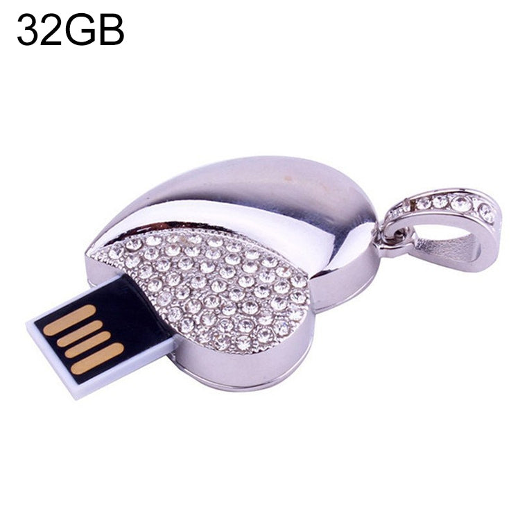 Silver Heart Shaped Diamond Jewelry USB Flash Disk, Special for Valentines Day Gifts , 2GB, 4GB, 8GB, 16GB, 32GB