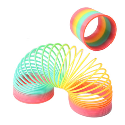 Classic Toy Kaleidoscope Rainbow Ring Folding Plastic Spring Coil Toy for Children (Random Delivery), Rainbow Ring