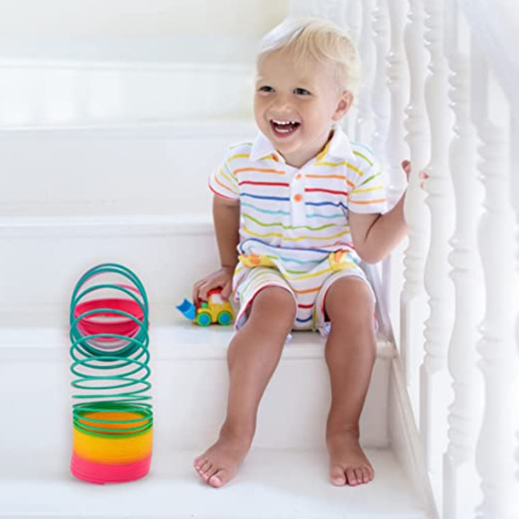 Classic Toy Kaleidoscope Rainbow Ring Folding Plastic Spring Coil Toy for Children (Random Delivery), Rainbow Ring