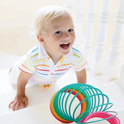 Classic Toy Kaleidoscope Rainbow Ring Folding Plastic Spring Coil Toy for Children (Random Delivery), Rainbow Ring