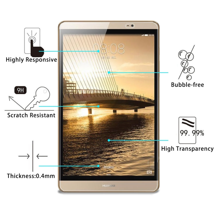 0.4mm 9H Surface Hardness Explosion-proof Tempered Glass Film for Huawei MediaPad M2 8.0, For M2 8.0