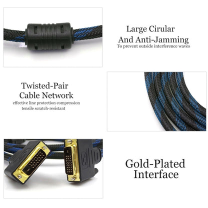 Nylon Netting Style DVI-I Dual Link 24+5 Pin Male to Male M / M Video Cable, Length: 3m, DVI 24+5 3m