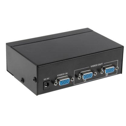 FJ-2502A 2 Port VGA Video Splitter High Resolution 1920 x 1440 Support 250MHz Video Bandwidth, 2 Ports Splitter Black