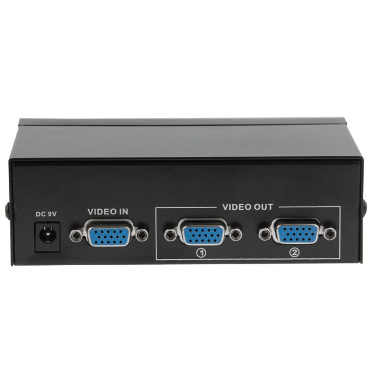 FJ-2502A 2 Port VGA Video Splitter High Resolution 1920 x 1440 Support 250MHz Video Bandwidth, 2 Ports Splitter Black