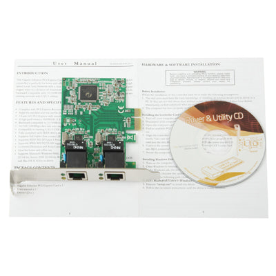 PCI-Express Dual Gigabit Ethernet Controller Card Adapter 2 Port RJ45 10/100/1000 BASE-T (IO-PCE8111-2GLAN), 2 Ports RJ45