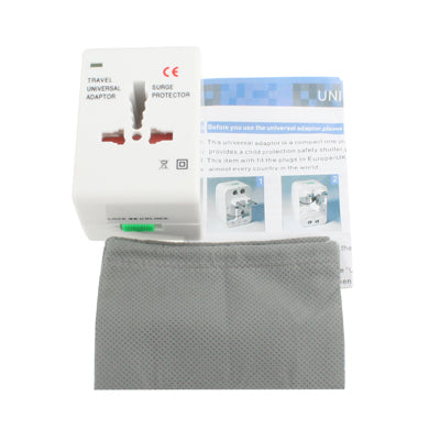 Universal US / EU / AU / UK Travel AC Power Adaptor Plug with USB Charger Socket, With USB Port
