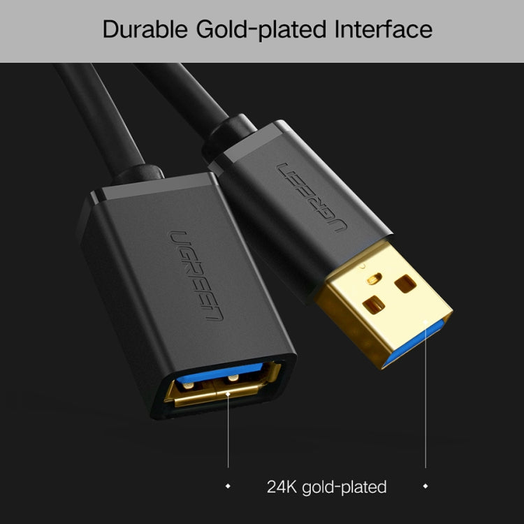 Ugreen 1m USB 3.0 Male to Female Data Sync Super Speed Transmission Extension Cord Cable, Length: 1m