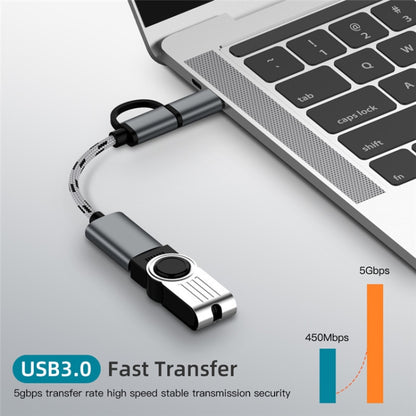 Cable adaptador OTG de nailon trenzado para carga y transmisión USB 3.0 hembra a micro USB + USB-C/Tipo-C macho, longitud del cable: 17 cm, micro USB 17 cm gris, micro USB 17 cm dorado