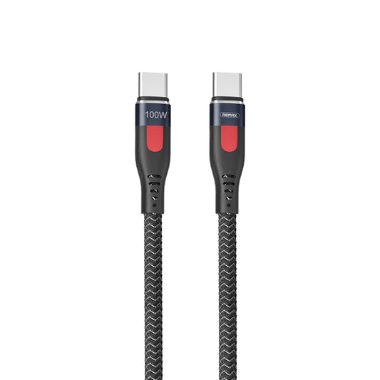 Cabo de dados REMAX RC-187c Lesu Pro PD100W de 1 m, Tipo C para USB-C / Tipo C, com revestimento em liga de alumínio entrançado e carregamento rápido.
