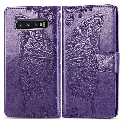 Butterfly Love Flowers Embossing Horizontal Flip Leather Case for Galaxy S10, with Holder & Card Slots & Wallet & Lanyard, For Galaxy S10