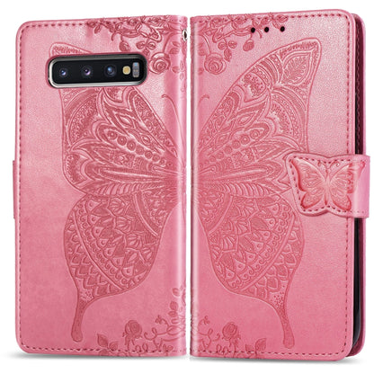 Butterfly Love Flowers Embossing Horizontal Flip Leather Case for Galaxy S10, with Holder & Card Slots & Wallet & Lanyard, For Galaxy S10