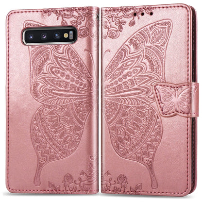 Butterfly Love Flowers Embossing Horizontal Flip Leather Case for Galaxy S10, with Holder & Card Slots & Wallet & Lanyard, For Galaxy S10