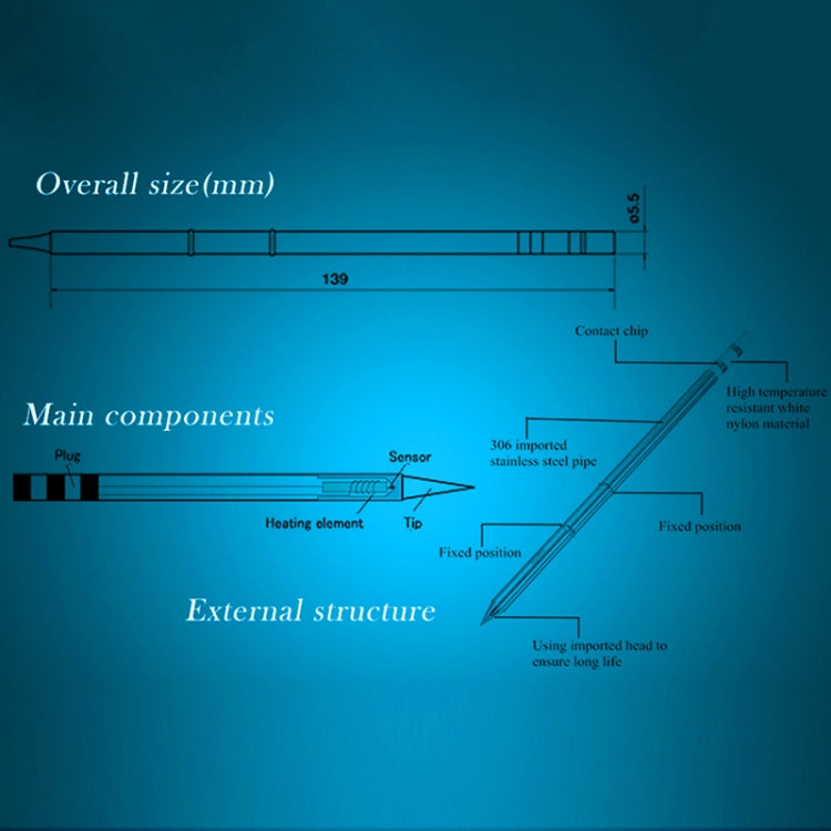 QUICKO T12-J02 Black Welding Lead-free Soldering Iron Tip, T12-J02