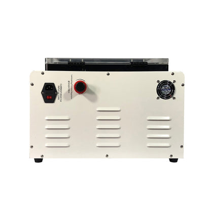 Máquina laminadora automática de pantallas LCD para teléfonos móviles de 15 pulgadas, TBK-408A, con cubierta transparente y eliminador de burbujas en autoclave.