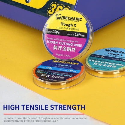 Alambre de corte para pantalla LCD OLED MECHANIC iTough X 200M 0,08MM, MECHANIC 0,08MM 200M
