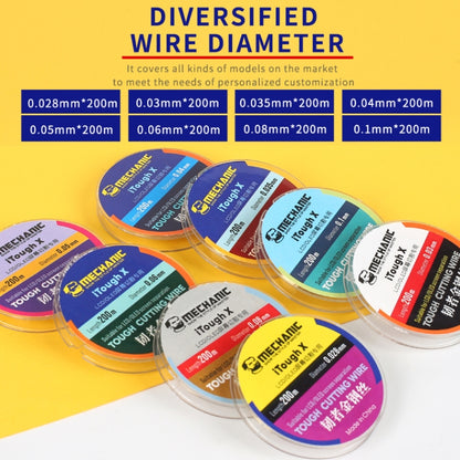 Alambre de corte para pantalla LCD OLED MECHANIC iTough X 200M 0,08MM, MECHANIC 0,08MM 200M