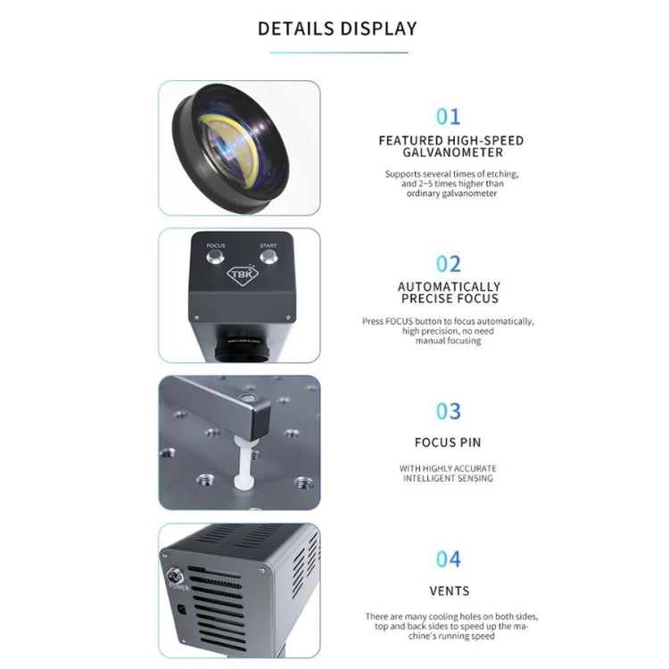 Máquina de marcação a laser TBK-958M com focagem automática e separador de fotogramas, equipamento de gravação 2 em 1, ficha do Reino Unido, ficha TBK-958M do Reino Unido, ficha TBK-958M dos EUA, ficha TBK-958M da Austrália, ficha TBK-958M da UE